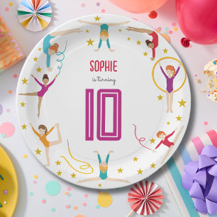 Acrobatics and gymnastics sport girl birthday papieren bordje