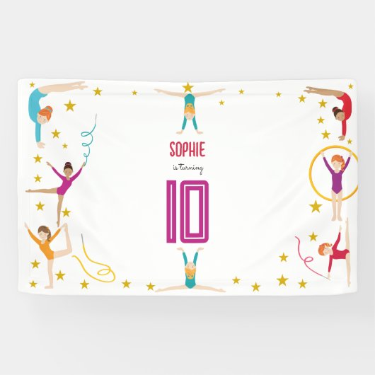 Acrobatics and gymnastics sport girl birthday spandoek (Horizontaal)