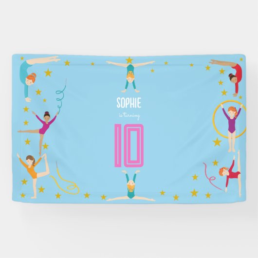 Acrobatics and gymnastics sport girl birthday spandoek (Horizontaal)