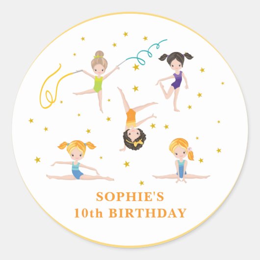 Acrobatiek leuke verjaardag kinder ronde sticker (Voorkant)