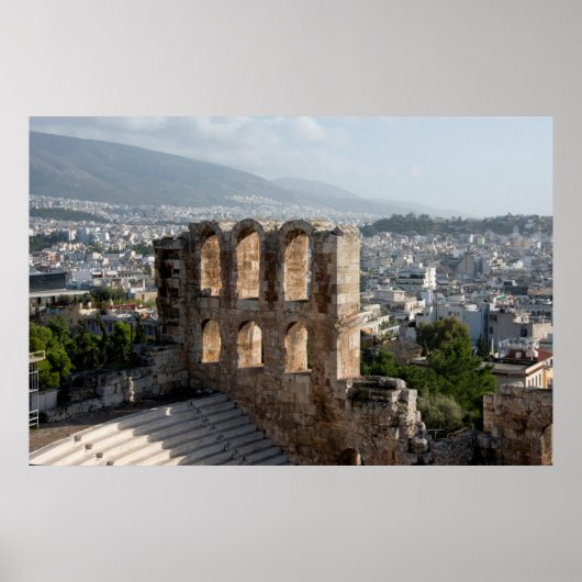Acropolis Ancient ruïneert over Athene Poster (Voorkant)