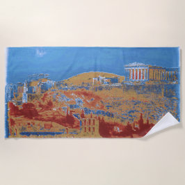 Acropolis Athens Blue Beach Towel Strandlaken