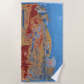 Acropolis Athens Blue Beach Towel Strandlaken (Voorkant)