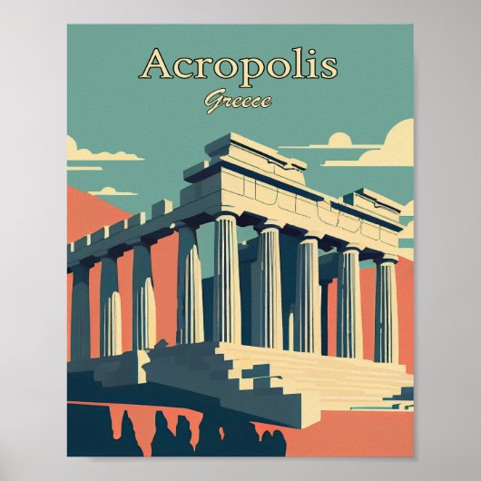 Acropolis Athens Grecce Minimalist art Poster (Voorkant)