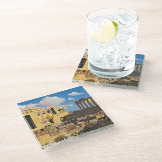 Acropolis Glazen Onderzetter (Schuin)