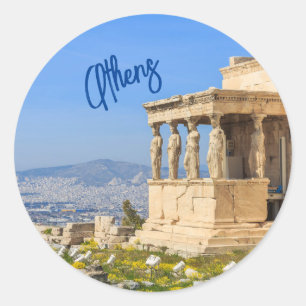 Acropolis hill, Athene, Griekenland Briefkaart Ronde Sticker