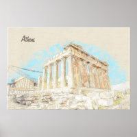 Acropolis Hill in Athene, Griekenland – Vintage Tr