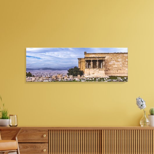 Acropolis met troebele hemel als achtergrond, Athe Canvas Afdruk (Insitu (Woonkamer))