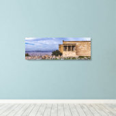 Acropolis met troebele hemel als achtergrond, Athe Canvas Afdruk (Insitu (Houten vloer))