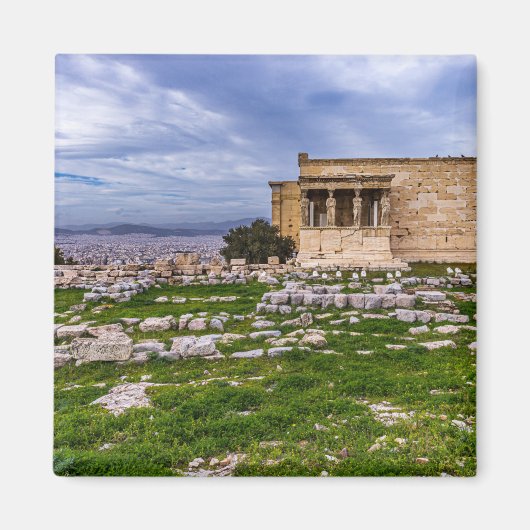 Acropolis met troebele hemel als achtergrond, Athe Magneet (Voorkant)