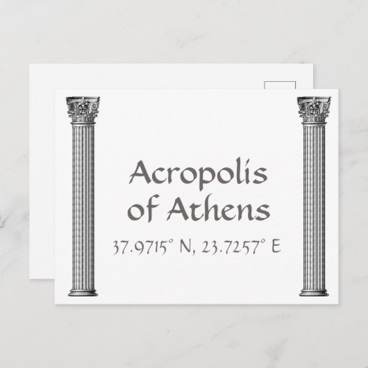 Acropolis van Athene Latitude-lengte Briefkaart (Voorkant / Achterkant)