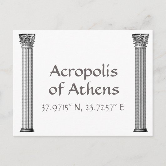 Acropolis van Athene Latitude-lengte Briefkaart (Voorkant)