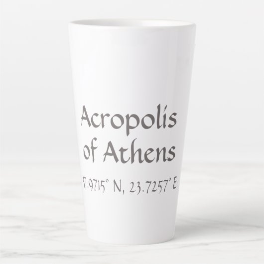 Acropolis van Athene Latitude-lengte Latte Mok (Voorkant)