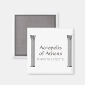 Acropolis van Athene Latitude-lengte Magneet (Voorkant / Achterkant)