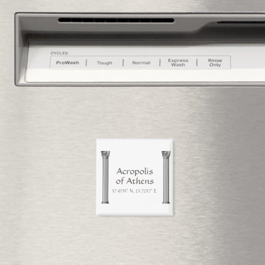 Acropolis van Athene Latitude-lengte Magneet (Insitu (Vaatwasser))