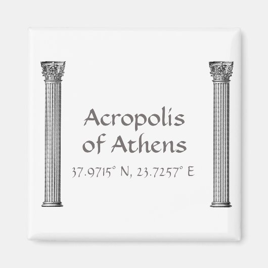 Acropolis van Athene Latitude-lengte Magneet (Voorkant)