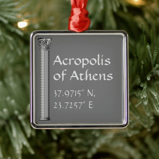 Acropolis van Athene Latitude-lengte Metalen Ornament (Boom)
