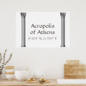Acropolis van Athene Latitude-lengte Poster (Keuken)