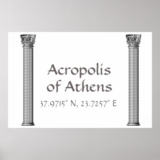 Acropolis van Athene Latitude-lengte Poster (Voorkant)