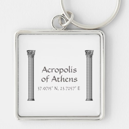 Acropolis van Athene Latitude-lengte Sleutelhanger (Voorkant)