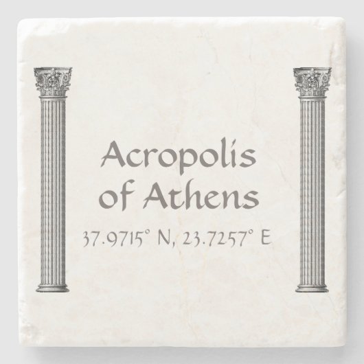 Acropolis van Athene Latitude-lengte Stenen Onderzetter (Voorkant)