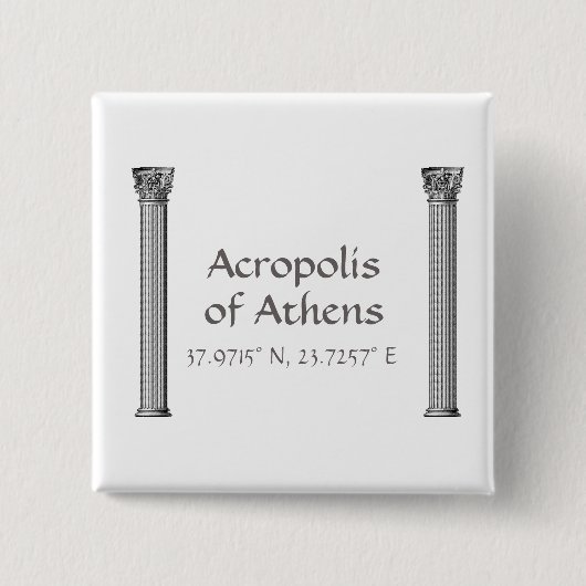 Acropolis van Athene Latitude-lengte Vierkante Button 5,1 Cm (Voorkant)