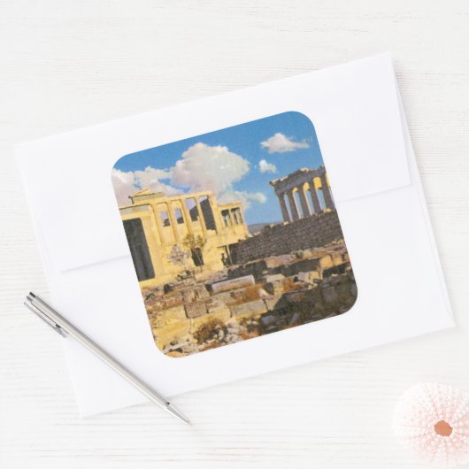 Acropolis Vierkante Sticker (Envelop)