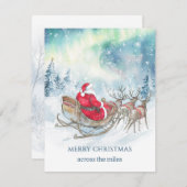 Across the Miles Santa Reindeers Sleigh Christmas Feestdagenkaart (Voorkant / Achterkant)