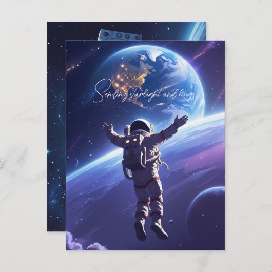 Across the Universe — Hug from Afar Greeting Card Uitnodiging Briefkaart (Voorkant / Achterkant)