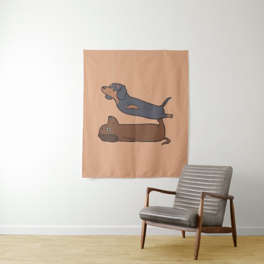 Acroyoga Dachshund | Dachshund Lover Gift Wandkleed (In situ)