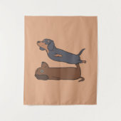 Acroyoga Dachshund | Dachshund Lover Gift Wandkleed (Voorkant)