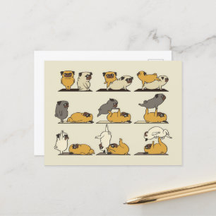 Acroyoga met de Franse bullehond Pug Aankondigingskaart