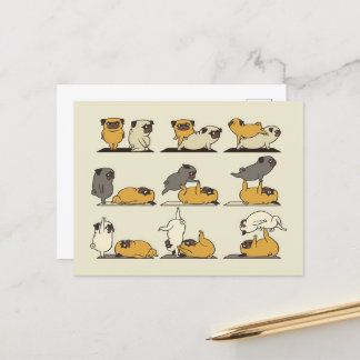 Acroyoga met de Franse bullehond Pug Aankondigingskaart