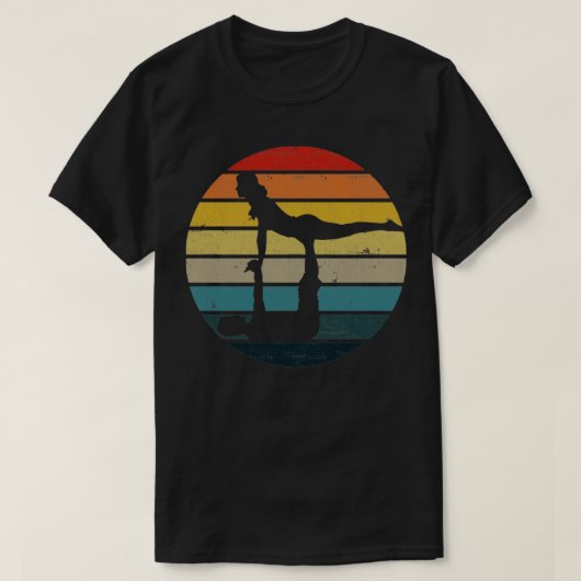 Acroyoga Silhouette op een zonnebank met drukweers T-shirt (Design voorkant)