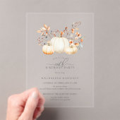 ACRYL 100e verjaardag Witte pompoen val bladeren Uitnodigingen (Insitu (Draagbaar))