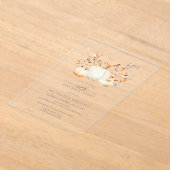 ACRYL 100e verjaardag Witte pompoen val bladeren Uitnodigingen (Laagn)