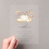 ACRYL 60e verjaardag Witte pompoen val bladeren Acryl Uitnodigingen (Insitu (Draagbaar))