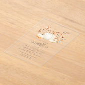 ACRYL 60e verjaardag Witte pompoen val bladeren Acryl Uitnodigingen (Laagn)