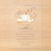 ACRYL 60e verjaardag Witte pompoen val bladeren Acryl Uitnodigingen (Voorkant)