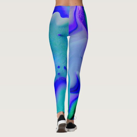 Acryl Abstract Creatief Blauw, Paarse en Groen Leggings (Achterkant)