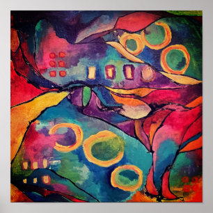 Acryl abstract kleurrijke unieke kunstprint poster
