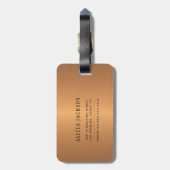 Acryl abstract schilderij koper zwart monogram bagagelabel (Achterkant verticaal)