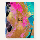 Acryl abstract schilderij kopergoud monogrammed notitieboek (Voorkant)