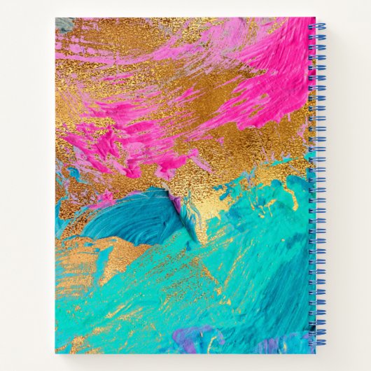 Acryl abstract schilderij kopergoud monogrammed notitieboek (Achterkant)