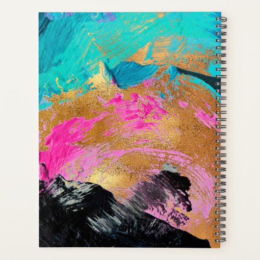 Acryl abstract schilderij kopergoud monogrammed planner (Achterkant)