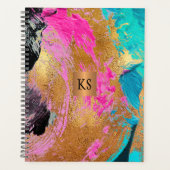 Acryl abstract schilderij kopergoud monogrammed planner (Voorkant)