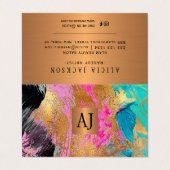 Acryl abstract schilderij kopergoud monogrammed visitekaartje (Buitenkant ongevouwen)