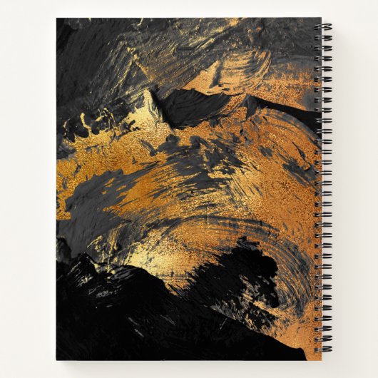 Acryl abstract schilderij zwart goud monogrammed notitieboek (Achterkant)