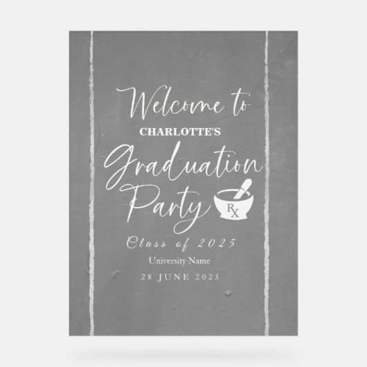 Acryl Apotheek Afstuderen Party Welkomstbord Acryl Bord (Voorkant)