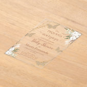 Acryl Baby shower Uitnodiging met vlinder (Laagn)